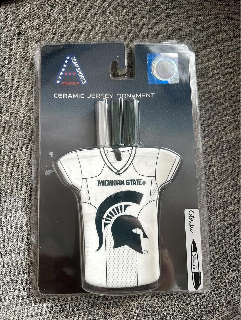 Michigan State Spartans Color In Ceramic Jersey Ornament
